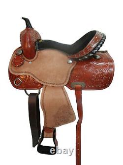 Used Western Barrel Racing Horse Pleasure Leather Saddle Rodeo Cowboy 15 16 17