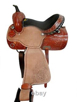 Used Western Barrel Racing Horse Pleasure Leather Saddle Rodeo Cowboy 15 16 17