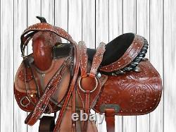 Used Western Barrel Racing Horse Pleasure Leather Saddle Rodeo Cowboy 15 16 17