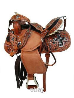 Used Western Saddle 15 16 17 Barrel Racing Floral Tooled Leather Rodeo Tack Set