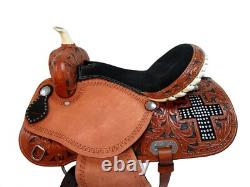 Used Western Saddle 15 16 17 Barrel Racing Floral Tooled Leather Rodeo Tack Set