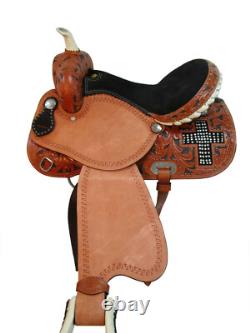 Used Western Saddle 15 16 17 Barrel Racing Floral Tooled Leather Rodeo Tack Set