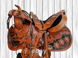 Used Western Saddle 15 16 17 Barrel Racing Pleasure Show Trail Leather Tack Set