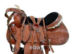 Used Western Saddle 15 16 17 Barrel Racing Pleasure Trail Tooled Leather Tack