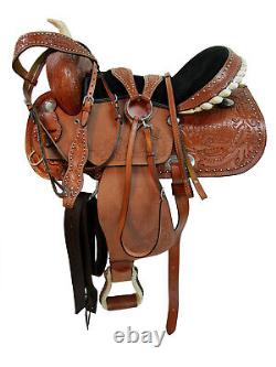 Used Western Saddle 15 16 17 Barrel Racing Pleasure Trail Tooled Leather Tack