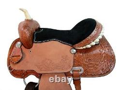 Used Western Saddle 15 16 17 Barrel Racing Pleasure Trail Tooled Leather Tack