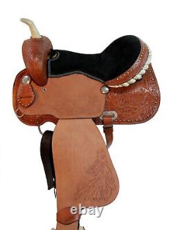 Used Western Saddle 15 16 17 Barrel Racing Pleasure Trail Tooled Leather Tack