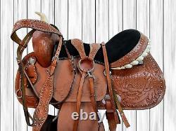 Used Western Saddle 15 16 17 Barrel Racing Pleasure Trail Tooled Leather Tack