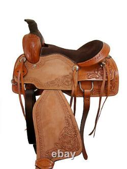 Used Western Saddle 15 16 17 Roping Horse Pleasure Floral Tooled Leather Tack