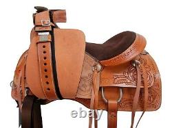 Used Western Saddle 15 16 17 Roping Horse Pleasure Floral Tooled Leather Tack