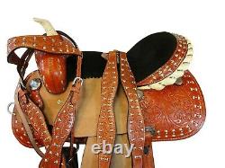 Used Western Saddle 15 16 Barrel Racing Horse Pleasure Tooled Leather Trail Tack