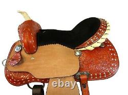 Used Western Saddle 15 16 Barrel Racing Horse Pleasure Tooled Leather Trail Tack