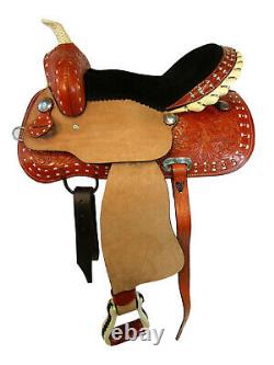 Used Western Saddle 15 16 Barrel Racing Horse Pleasure Tooled Leather Trail Tack