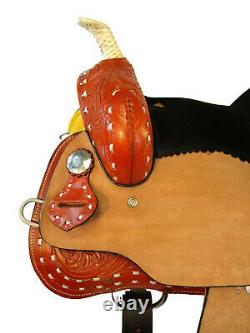 Used Western Saddle 15 16 Barrel Racing Horse Pleasure Tooled Leather Trail Tack