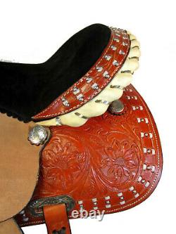 Used Western Saddle 15 16 Barrel Racing Horse Pleasure Tooled Leather Trail Tack