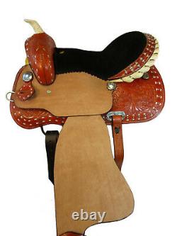 Used Western Saddle 15 16 Barrel Racing Horse Pleasure Tooled Leather Trail Tack