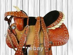 Used Western Saddle 15 16 Barrel Racing Horse Pleasure Tooled Leather Trail Tack