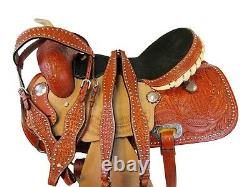 Used Western Saddle 15 16 Pleasure Barrel Racing Tooled Leather Horse Tack Rodeo