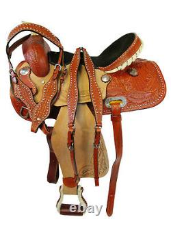 Used Western Saddle 15 16 Pleasure Barrel Racing Tooled Leather Horse Tack Rodeo