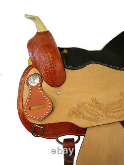 Used Western Saddle 15 16 Pleasure Barrel Racing Tooled Leather Horse Tack Rodeo