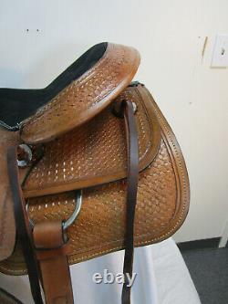 Used Western Saddle 16 17 Pleasure Horse Tooled Leather Roping Eanch Tack Set