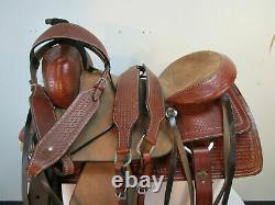 Used Western Saddle 17 16 Pleasure Horse Roping Ranch Basket Cowboy Rodeo Tack