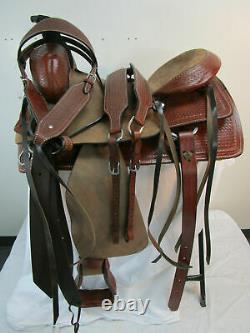 Used Western Saddle 17 16 Pleasure Horse Roping Ranch Basket Cowboy Rodeo Tack