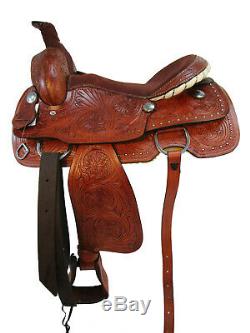 Used Western Saddle 17 16 Roping Ranch Pleasure Horse Trail Tooled Leather Tack