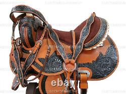 Used Western Saddle Barrel Racing Horse Pleasure Tooled Leather Tack 15 16 17 18