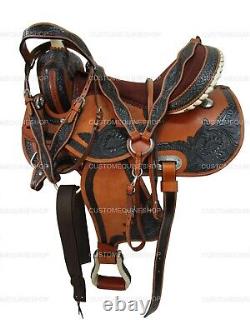 Used Western Saddle Barrel Racing Horse Pleasure Tooled Leather Tack 15 16 17 18