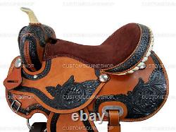 Used Western Saddle Barrel Racing Horse Pleasure Tooled Leather Tack 15 16 17 18