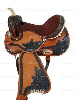 Used Western Saddle Barrel Racing Horse Pleasure Tooled Leather Tack 15 16 17 18