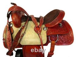 Used Western Saddle Barrel Racing Horse Trail Pleasure Tooled Leather Tack 15