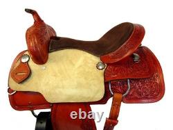 Used Western Saddle Barrel Racing Horse Trail Pleasure Tooled Leather Tack 15