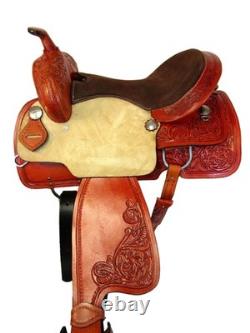 Used Western Saddle Barrel Racing Horse Trail Pleasure Tooled Leather Tack 15