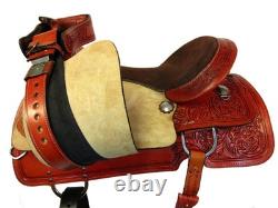 Used Western Saddle Barrel Racing Horse Trail Pleasure Tooled Leather Tack 15