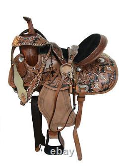 Used Western Saddle Barrel Racing Pleasure Cowboy Horse Trail Tack Set 15 16 17