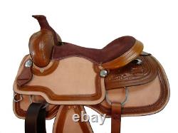 Used Western Saddle Pleasure Horse Floral Tooled Leather Tack Set 15 16 17 18