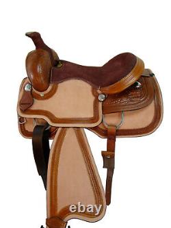 Used Western Saddle Pleasure Horse Floral Tooled Leather Tack Set 15 16 17 18