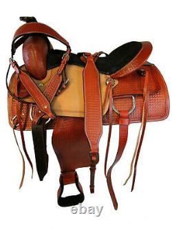 Used Western Saddle Pleasure Horse Roping Roper Ranch Trail Tooled Leather 16 17
