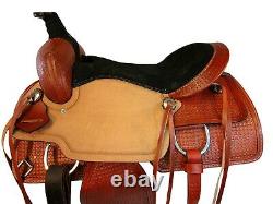 Used Western Saddle Pleasure Horse Roping Roper Ranch Trail Tooled Leather 16 17