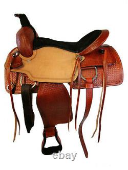 Used Western Saddle Pleasure Horse Roping Roper Ranch Trail Tooled Leather 16 17