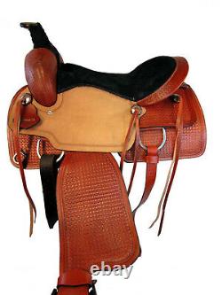 Used Western Saddle Pleasure Horse Roping Roper Ranch Trail Tooled Leather 16 17