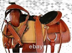 Used Western Saddle Pleasure Horse Roping Roper Ranch Trail Tooled Leather 16 17