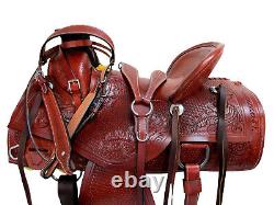 Used Western Saddle Ranch Pleasure Trail Tooled Leather tack Set 15 16 17 18