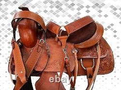 Used Western Saddle Roping Ranch Horse Pleasure Tooled Leather Tack 15 16 17 18