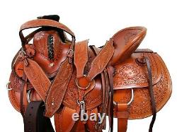 Used Western Saddle Roping Ranch Horse Wade Tooled Leather Tack Set 15 16 17 18