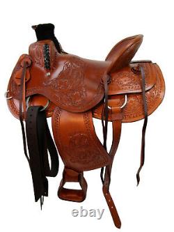 Used Western Saddle Roping Ranch Horse Wade Tooled Leather Tack Set 15 16 17 18