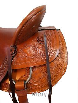 Used Western Saddle Roping Ranch Horse Wade Tooled Leather Tack Set 15 16 17 18