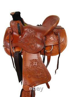 Used Western Saddle Roping Ranch Horse Wade Tooled Leather Tack Set 15 16 17 18